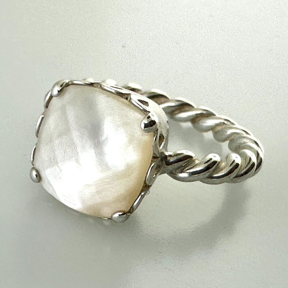 Rare, Retired ALE Sterling Silver Pandora Mother of Pearl Ring - Size 9.25